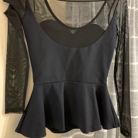 Bebe Sequin & Mesh Peplum Sweetheart Top - Picture 6 of 6